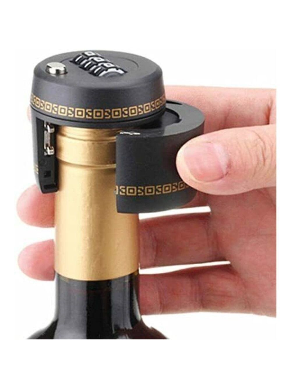 Wine & Spirit Bottle Combination Lock in Black